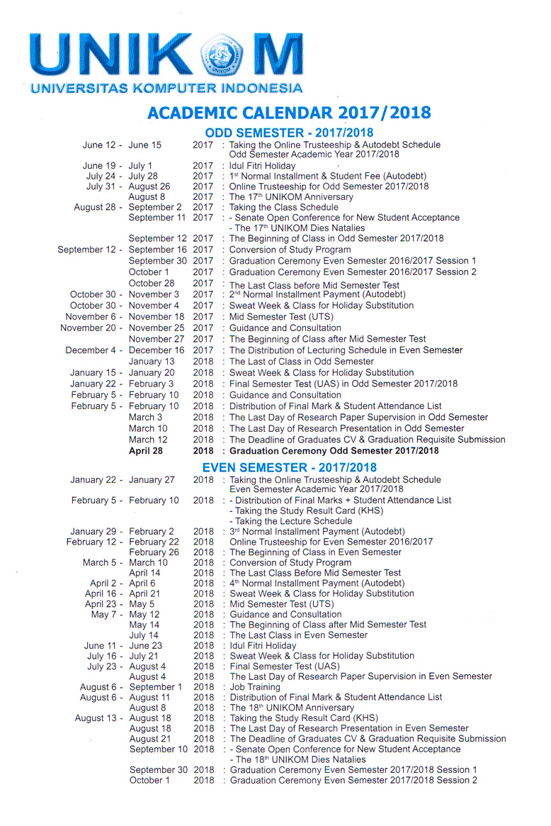 Academic Calendar 2017